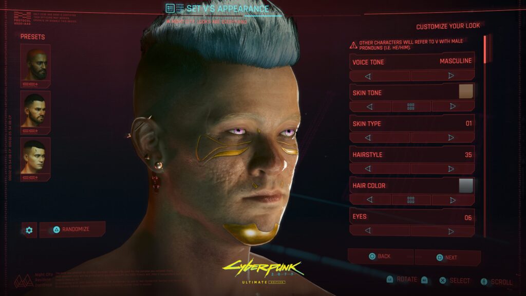 بخش ساخت شخصیت Cyberpunk 2077